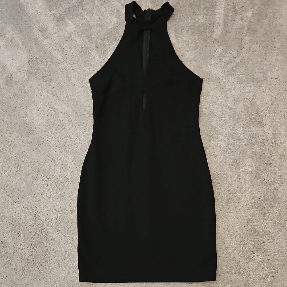 Solemio Black Halter Bodycon Dress Size Large